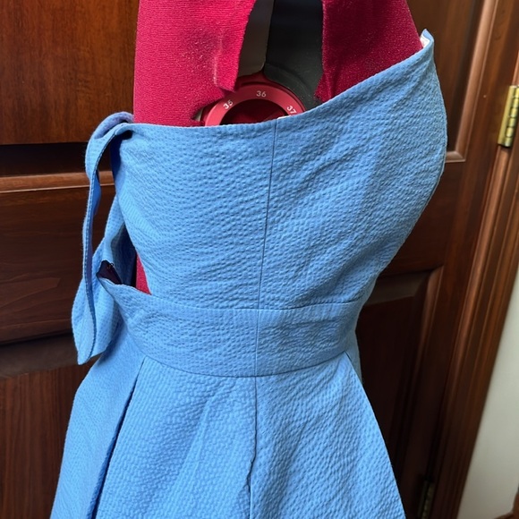 Lauren James  Corbin Dress Delta blue NWT strapless  tie back pleated skirt Sz S - Picture 6 of 13